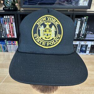 Vintage New York State Police Gold Black Hat Cap Youngan